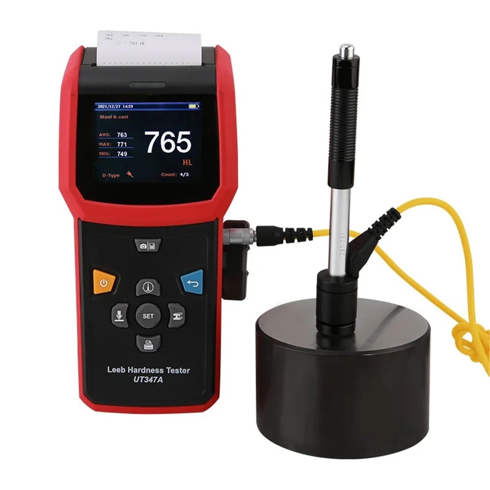 Probador de dureza, Probador de dureza Leeb portátil/Medición de dureza de materiales metálicos/Almacenamiento de datos/Comunicación por Bluetooth