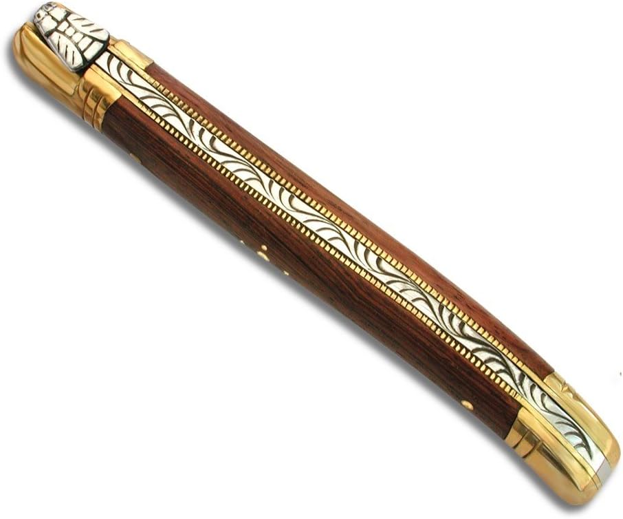 Laguiole knife with Palissander handle and brass bolsters - Direct from France