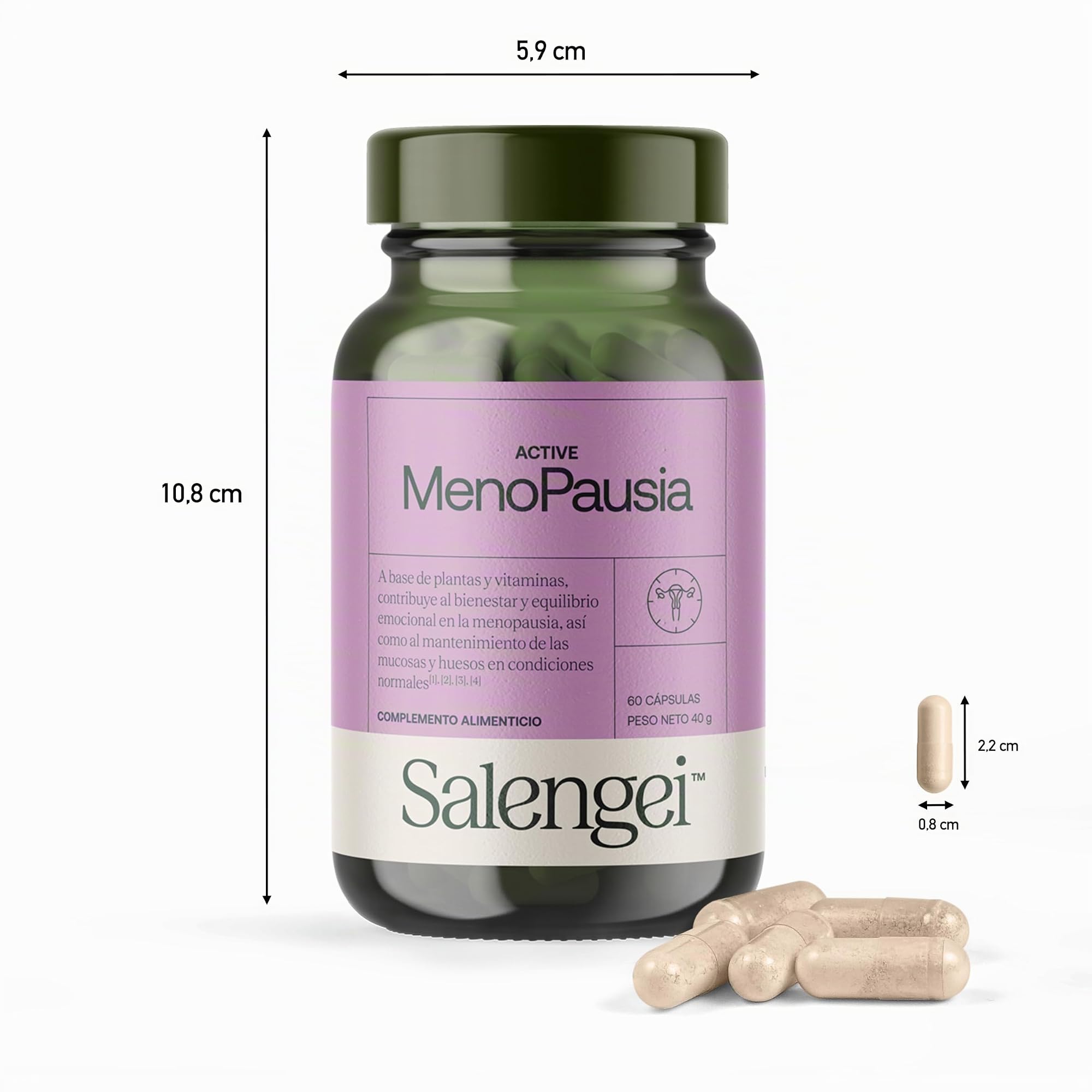 ACTIVE MENOPAUSIA – Salvia, té verde, isoflavonas de soja, resveratrol y vitaminas | Bienestar y equilibrio emocional en la menopausia | Salud ósea y nerviosa | 60 cápsulas de 667 mg