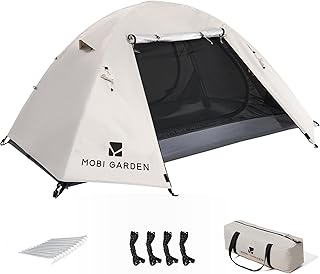 MOBI GARDEN テント キャンプテント 二重層 軽量 コンパクト アルミ製ポール 撥水加工素材 UVカット アウトドア 簡単設営 収納バッグ付き キャンピング 登山