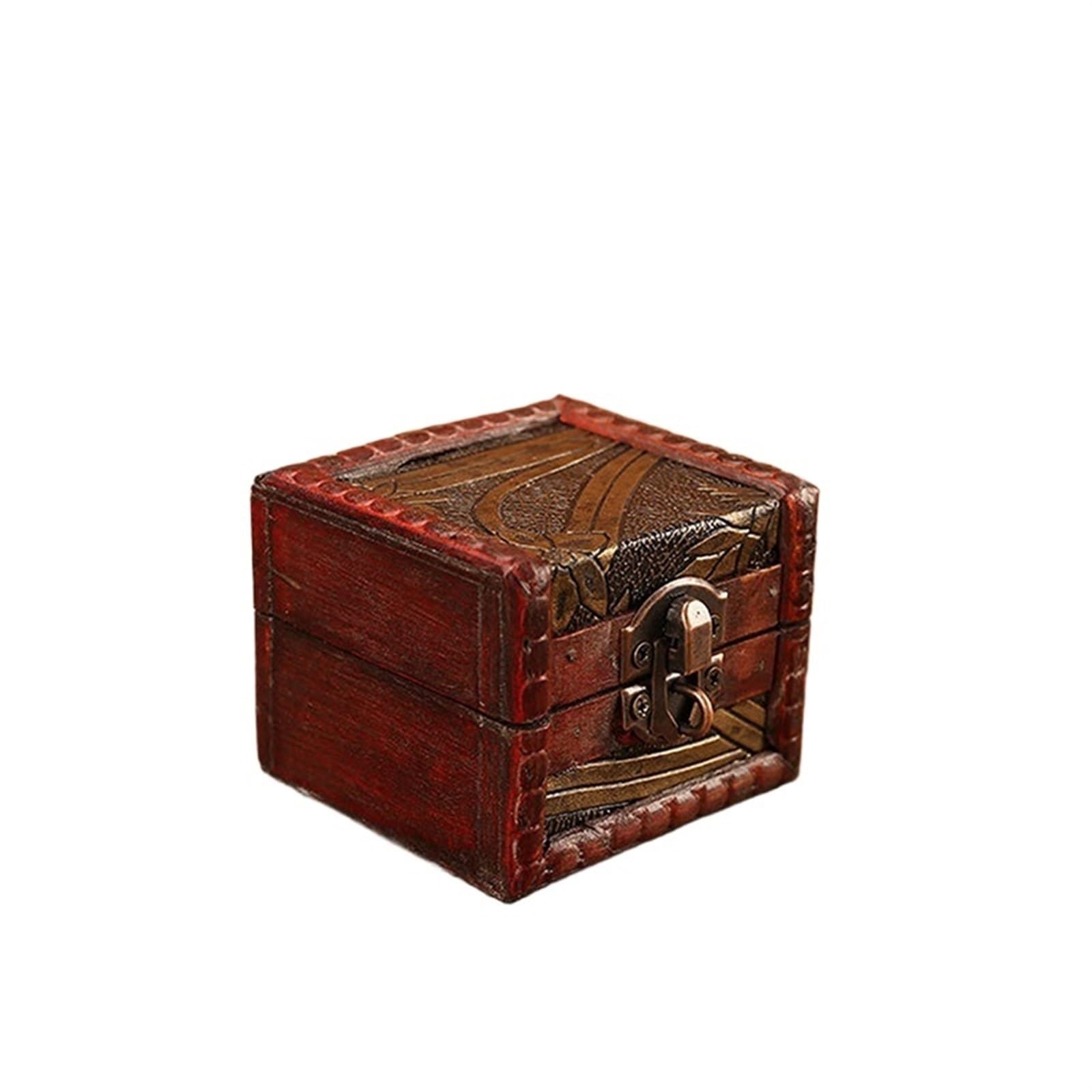 YShiuoL Wooden Storage Box Rustic Wooden Jewelry Box with Lock Storage Jewellery Trinket Holder for Ring Brooches Bracelets Earrings Ear Studs(Color3)