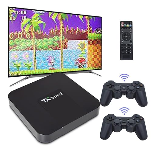 FRIGEDAEG TX3 Game Console With 30000+ Games,Wireless Video Game Console For PCTVProjectorEmuELEC 4.3Android 8.1CoreELEC System 3 In 1, 4K HD