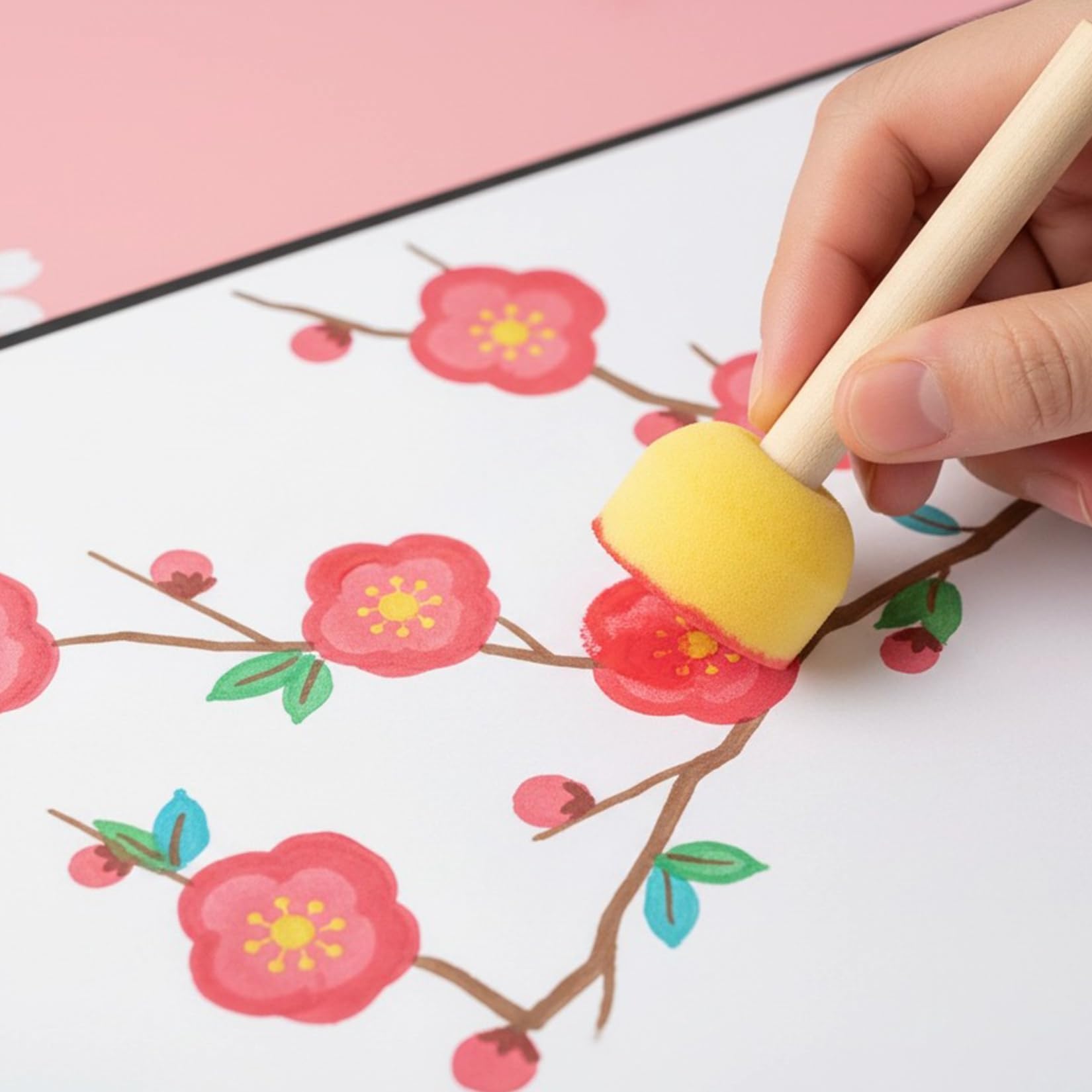 Kit De Pinceaux De Peinture éponge Pour Enfants - HURRISE - 16 Pièces