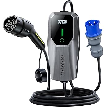 VDLPOWEREU Type 2 Charging Cable, 7.36 KW EV Charger, 32 A 5 m EV Charging Station with Three-Phase PHEV CEE Plug, Adjustable