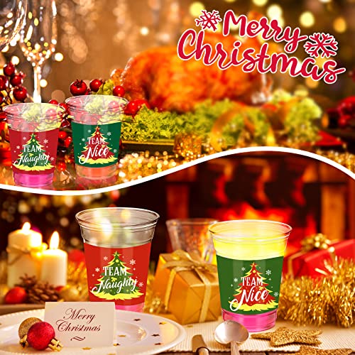 50 Pcs Christmas Party Cups 12 Oz Disposable Xmas Plastic Cups Clear Christmas Coffee Cups Christmas Party Supplies For Merry Christmas Beer Ice Cream Party Decorations (Team) #TOP6