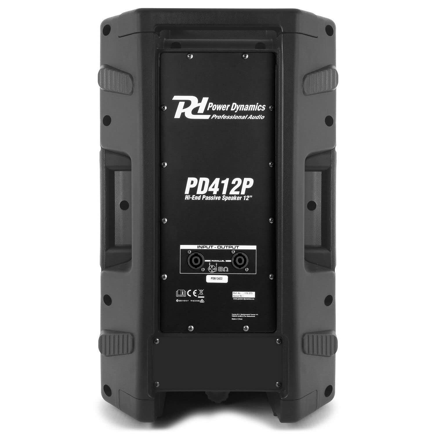 Power Dynamics PD412P Altavoz pasivo de 2 vías de 12 Pulgadas y 1200 vatios máximo, Carcasa de ABS, Crossover Incorporado, opción para Uso como Monitor, Agujero en la Parte Inferior para trípode
