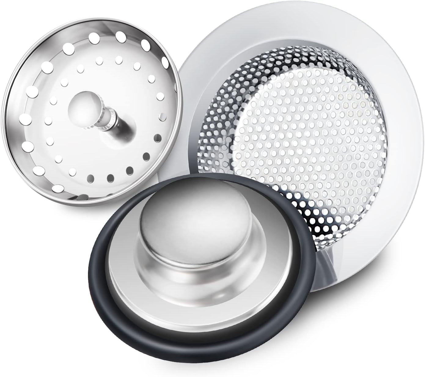 3 Pieces Kitchen Sink Stopper Strainer, Garbage Disposal Plug, AntiClogging Stainless Steel