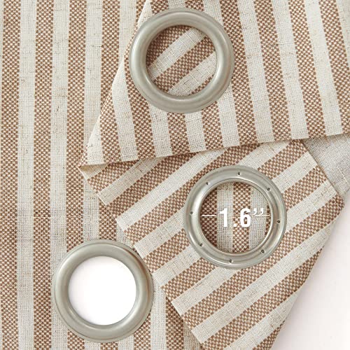 Collact Linen Curtains 84 Inch Length 2 Panels Taupe On Beige For Living Room Pinstripe Pattern Farmhouse Curtain Drapes Rustic Grommet Light Filtering Ticking Striped Window Curtains For Bedroom #TOP6