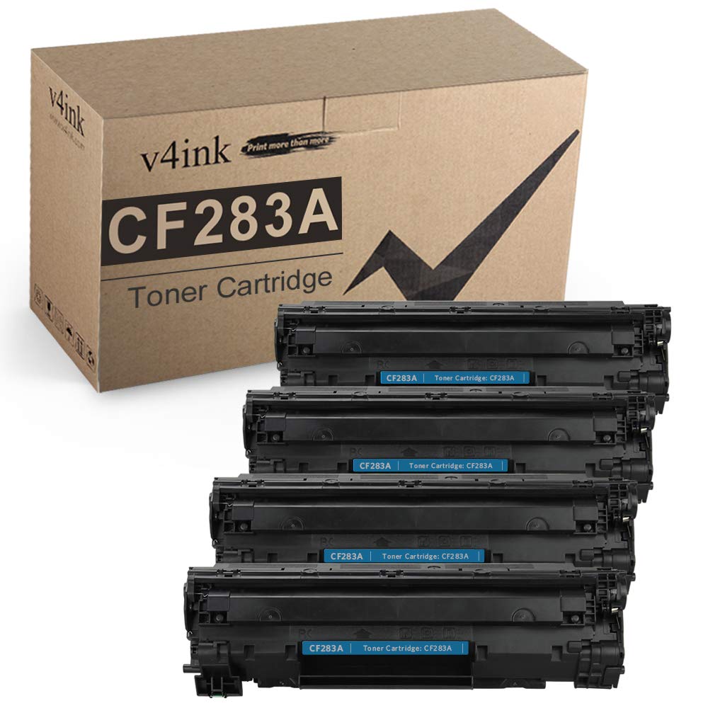 v4inkCompatible CF283A Toner Cartridge Replacement for HP 83A CF283A for use in MFP M127fw M127fn M125nw M201dw M201n M225dn M225dw M125a Series Printer (Black, 4 Pack)