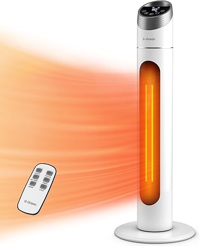 Calentador de espacio para uso en interiores, calentador de espacio de 34 pulgadas para habitación grande con control remoto, 1500 W, temporizador