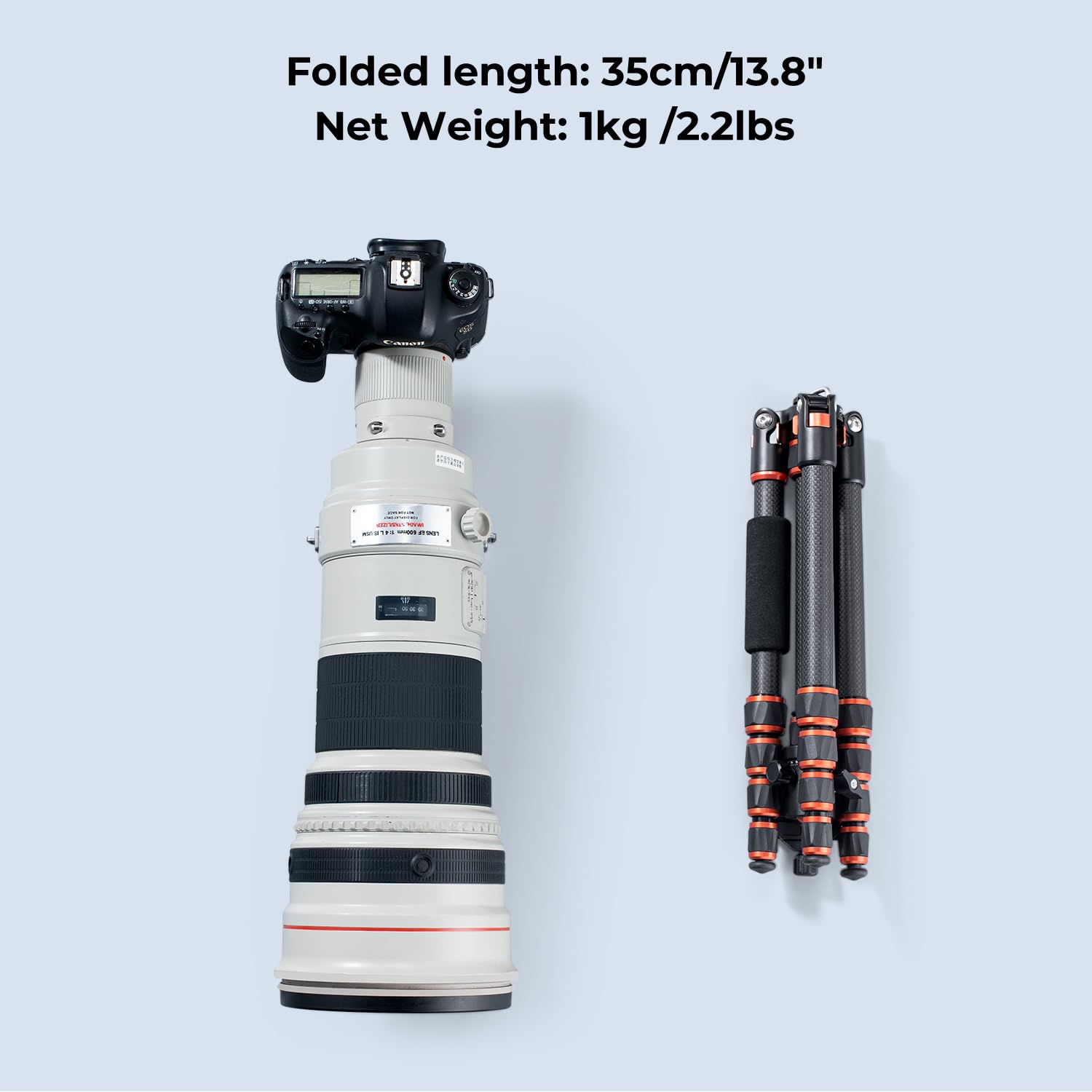K&F Concept Statyw węglowy 152 cm, lekki tripod, elastyczny statyw do aparatu z głowicą kulową 360°, gwint 1/4", torba do przenoszenia aparatu DSLR C225C0+BH-25(BA225)