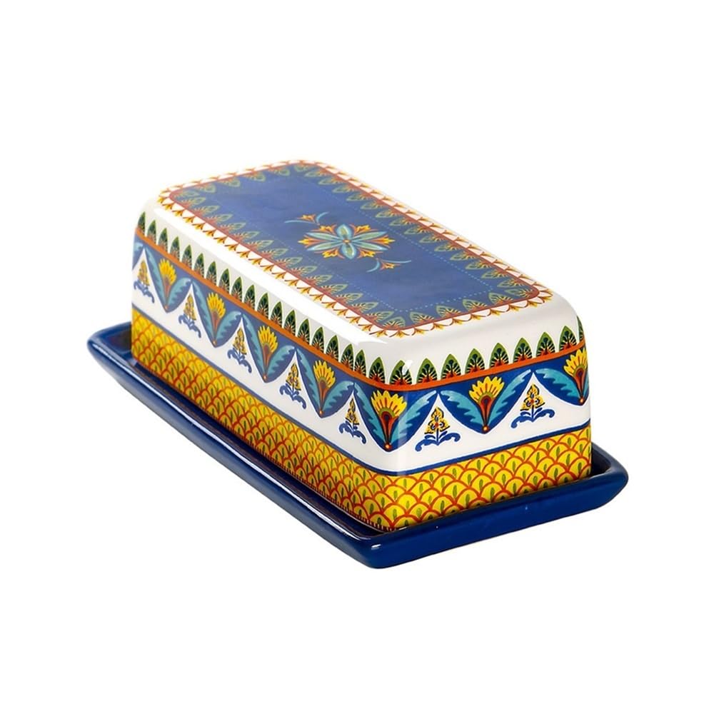 Zyyanshop One Color Butter Dish Bohemian Style Butter Container Ceramic Box Restaurant Sealed Storage Cheese Boxs Slicer Dish Tableware