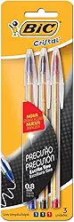 BIC Cristal Precisão -Caneta Esferográfica, Ponta Fina de 0.8mm, Pacote com 3 unidades