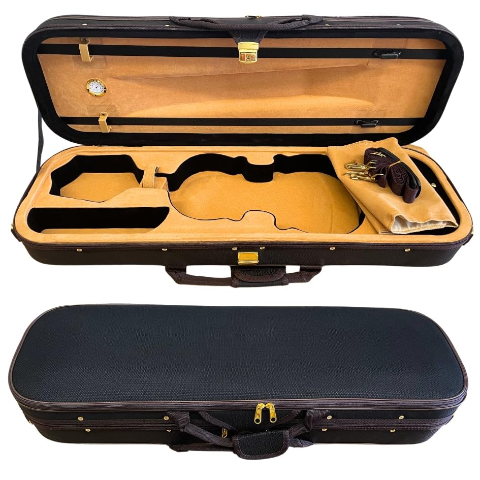 mezzo-forte Geigenkasten Matteo 4/4 – sehr leicht, beige/dunkelbraun, stabil, Rucksackgurte