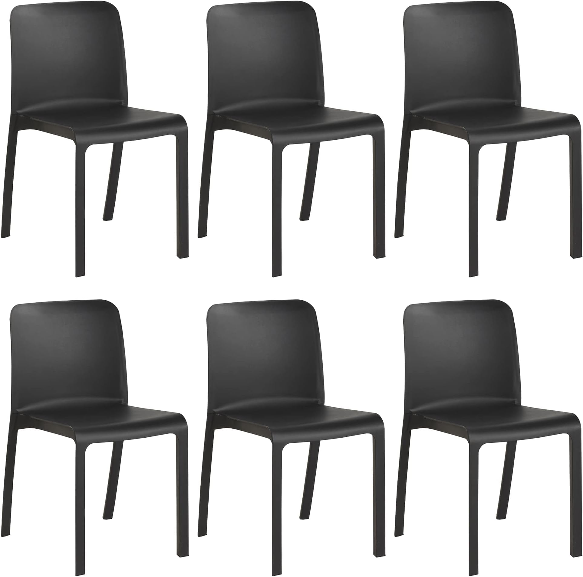 SP Berner - Pack de 6 Sillas Grana - Apilables, Ergonómicas y Resistentes - Uso Interior y Exterior - Fabricadas en España con Plástico Reciclado - Antracita