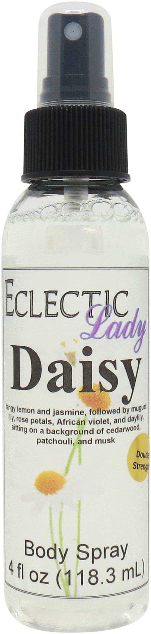 Eclectic Lady Daisy Body Spray, Double Strength, 4 ounces, Body Mist for Women with Clean, Light & Gentle Fragrance, Cologne with Soft, Subtle Aroma For Daily Use