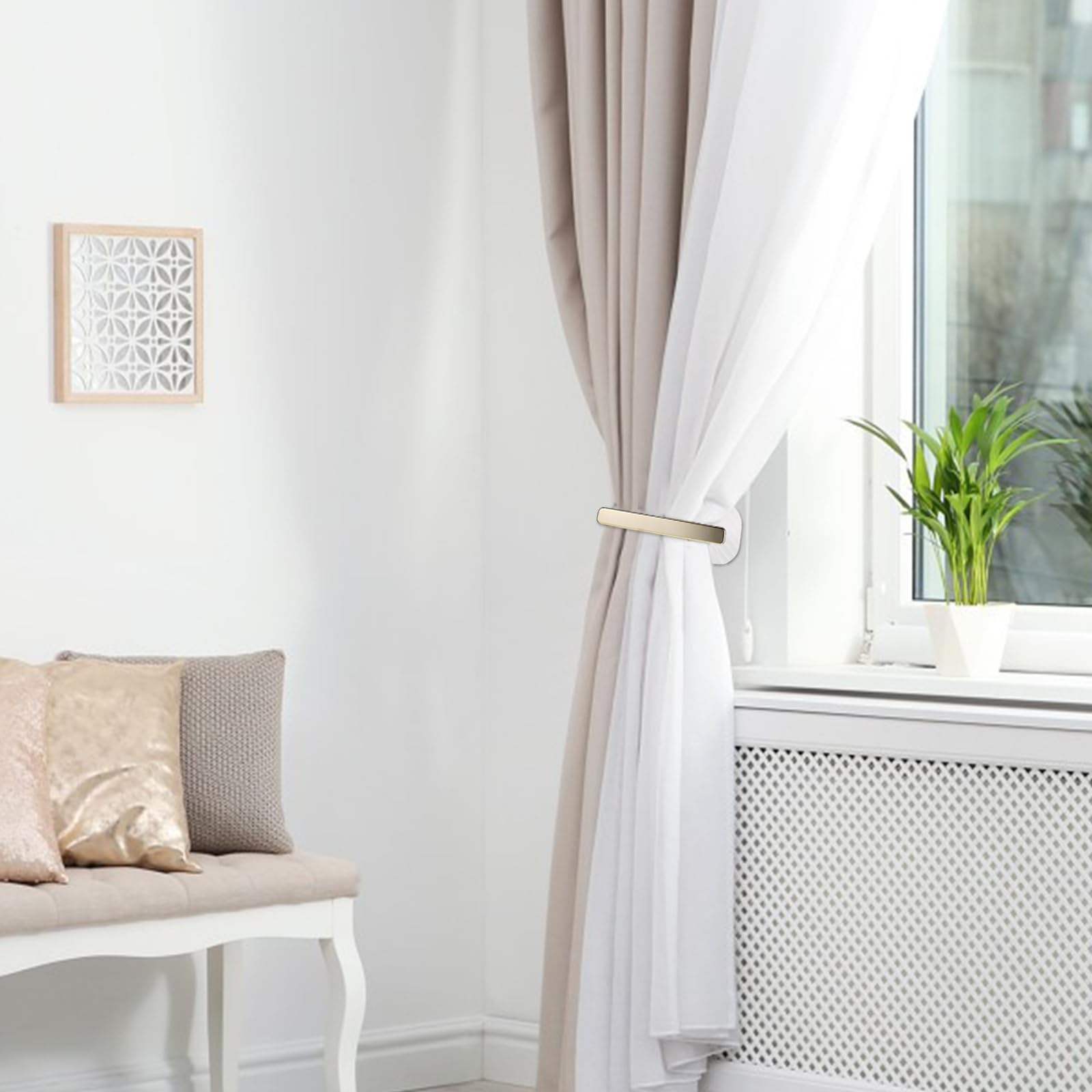 Fermatenda Autoadesivi A L 2 Pezzi In Stile Nordico - Ganci Retrattili Per Tende, Decorazione Per Casa, Balcone E Cucina