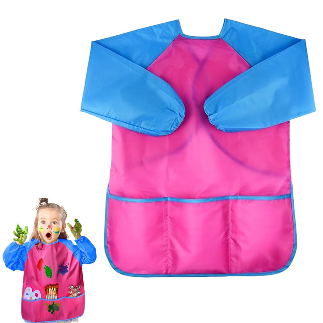 YAFLUG – Tablier Peinture Enfant Imperméable – Manches Longues, Poche, Réglable – 6 à 12 Ans – Blouse Protection Pour Garçon Et Fille