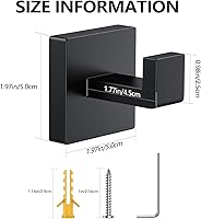 Vista 2 de Kruodop 2 PCS Ganchos para Toallas para Baño, Soporte para Toallas de Montaje en Pared, Gancho Negro Mate para Bata de Pared, Gancho Cuadrado