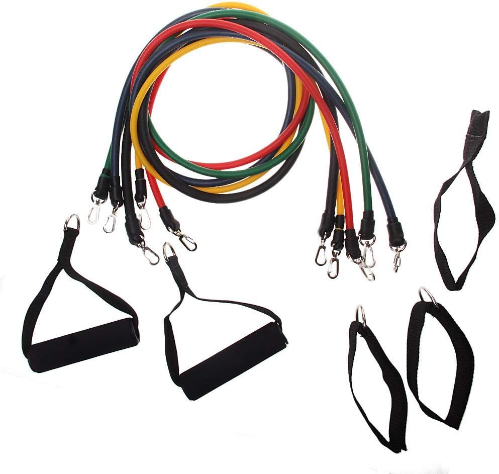 Physiostore Physiotube Set of 5 Resistance Tubes with Foam Handles, Pair of Extremity Strap, Door Anchor, Exercise Guide Included