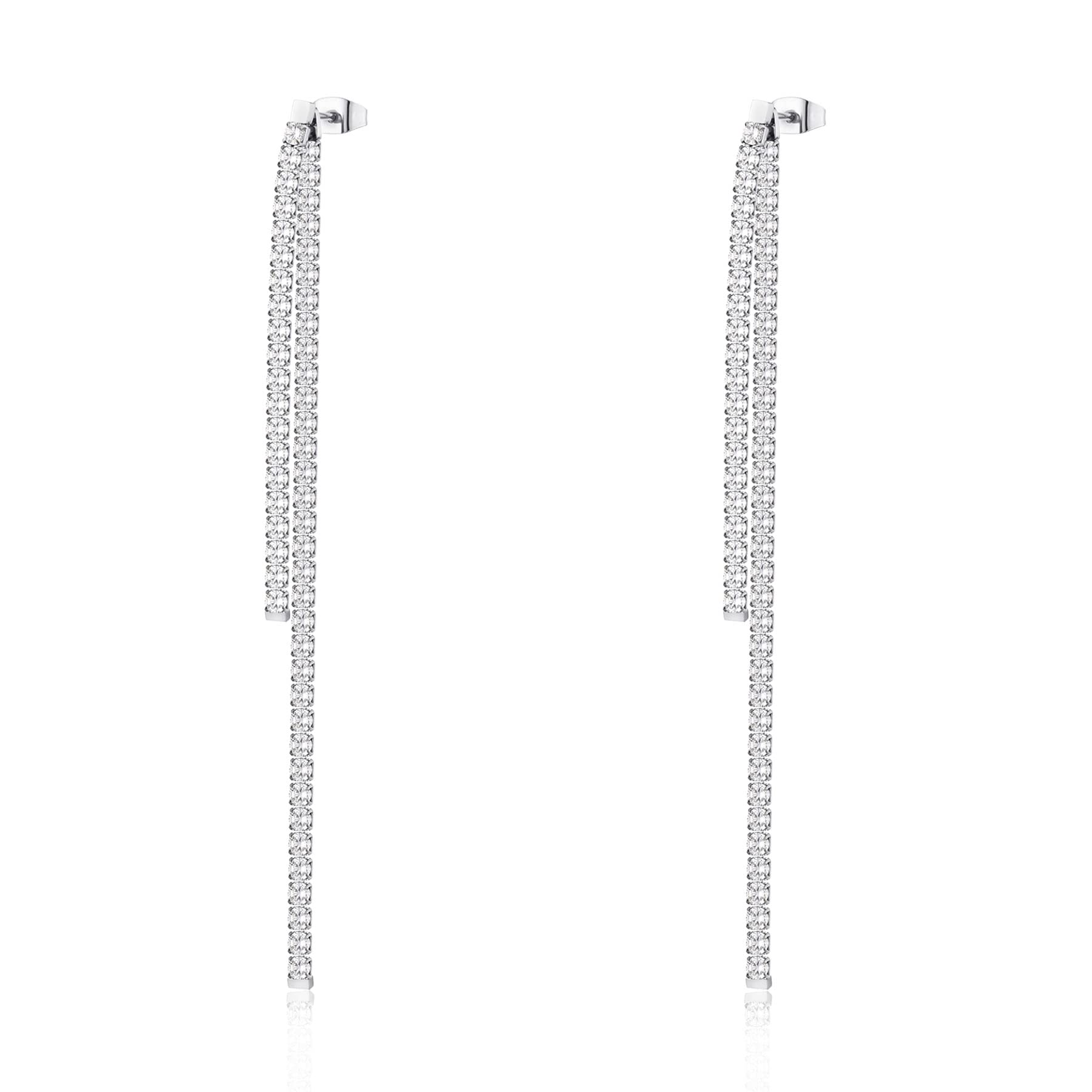 Brosway Desideri BEIE003 Women's Stainless Steel Earrings, 10 cm, Stainless Steel, Cubic Zirconia