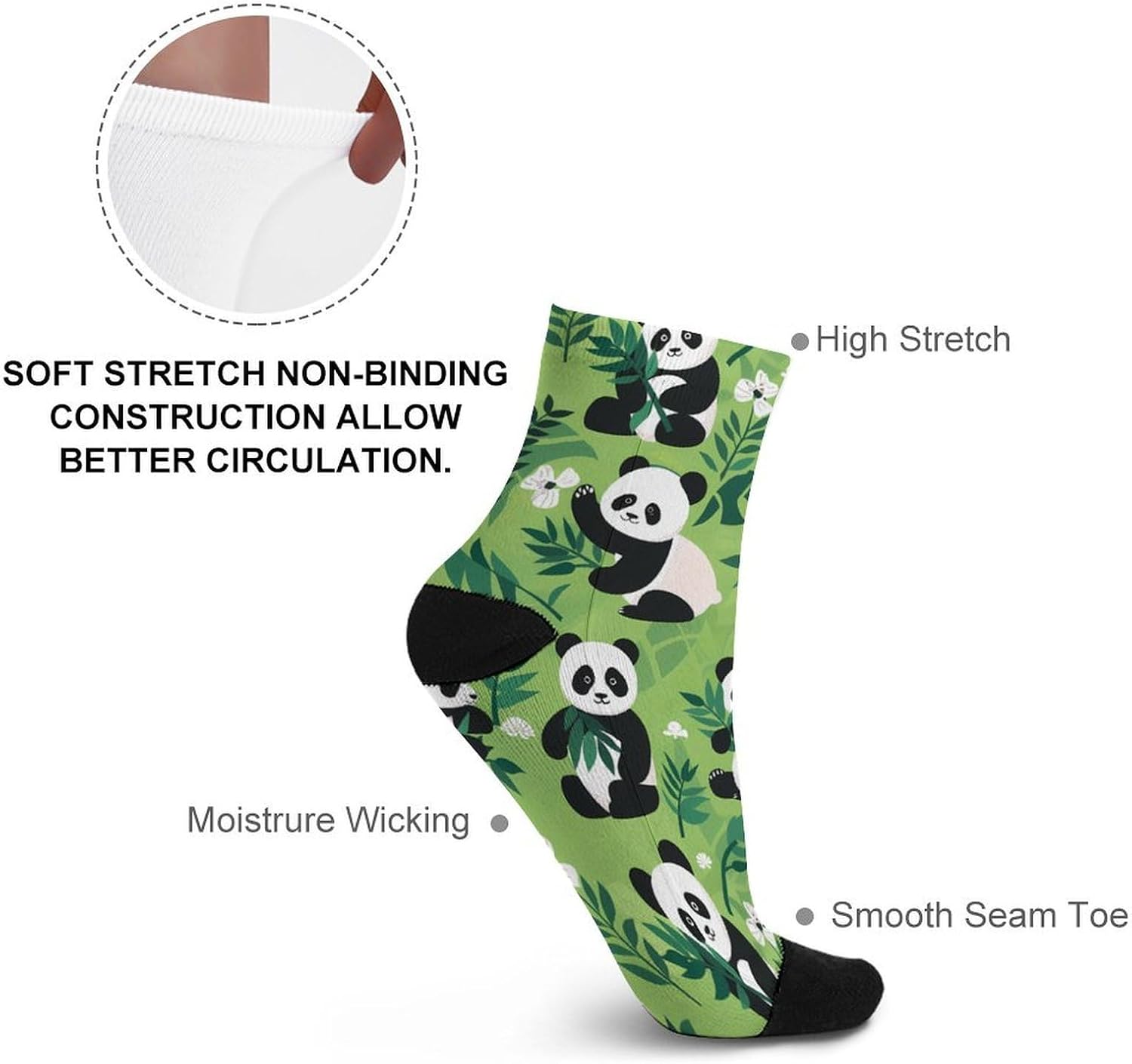 Cute Panda Print Knee High Socks Athletic Long Stockings Sport Casual Crew Tube Sock Boot