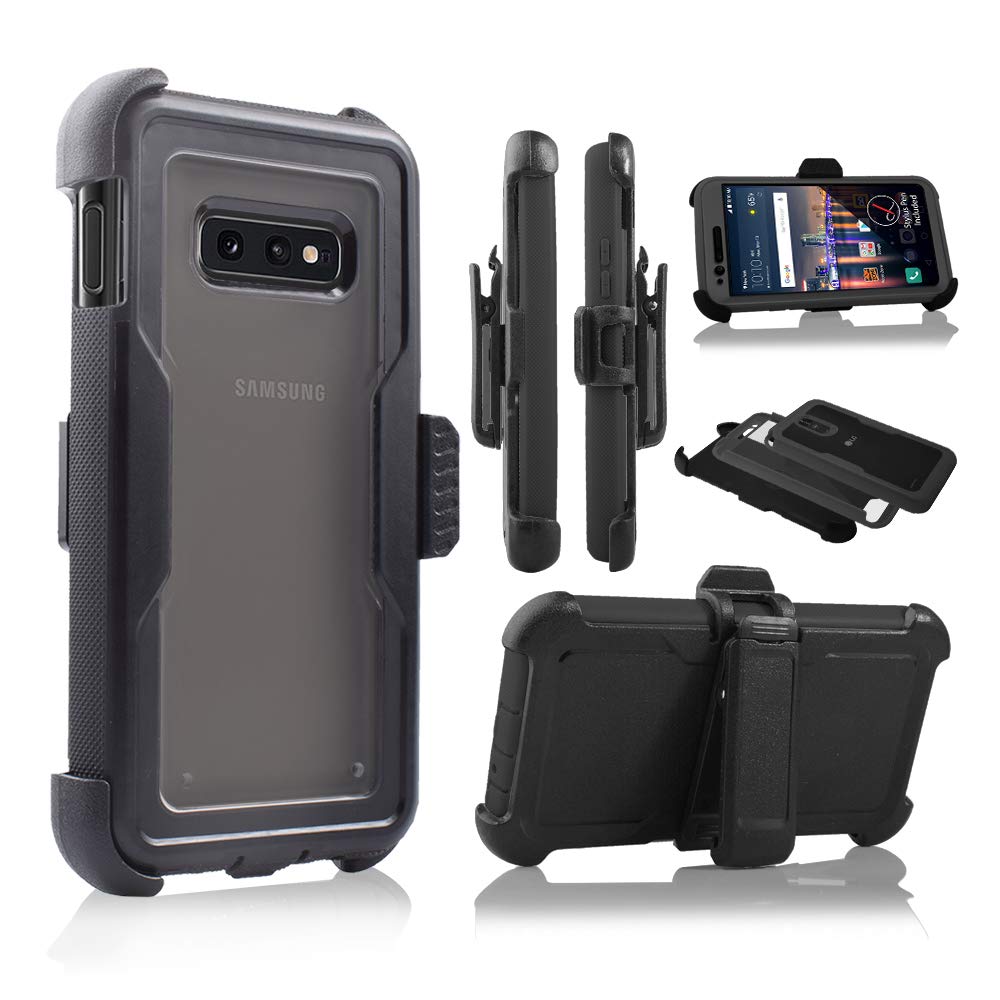 Designed for Galaxy S10 Case, Full Body Protection Defender Armor See Thru Case, Holster, Kickstand Cover for Samsung S10