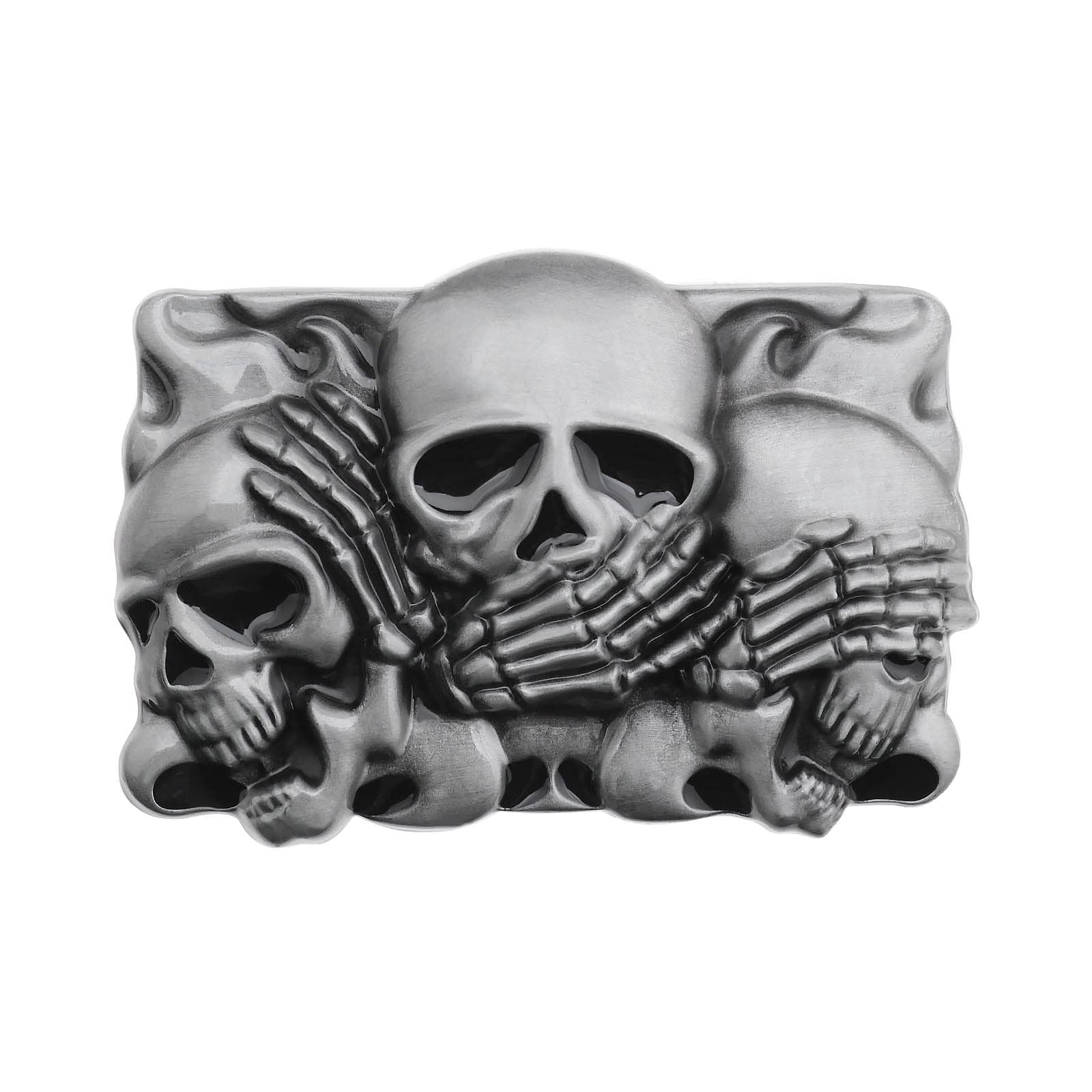 Vgol Men's Silver Skull Belt Buckle Rock Punk Belt Buckle Fashion Cool Retro Western Cowboy Belt Buckles For And Wo Fit For 3.8-4Cm Width Belt