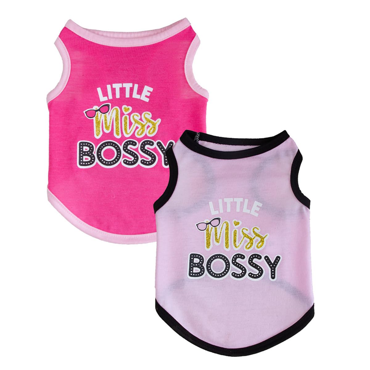 Dog Shirt 2 Pcs Summer Cotton Vests for Small Dog Cats Boy Girl (Miss Bossy, Medium)