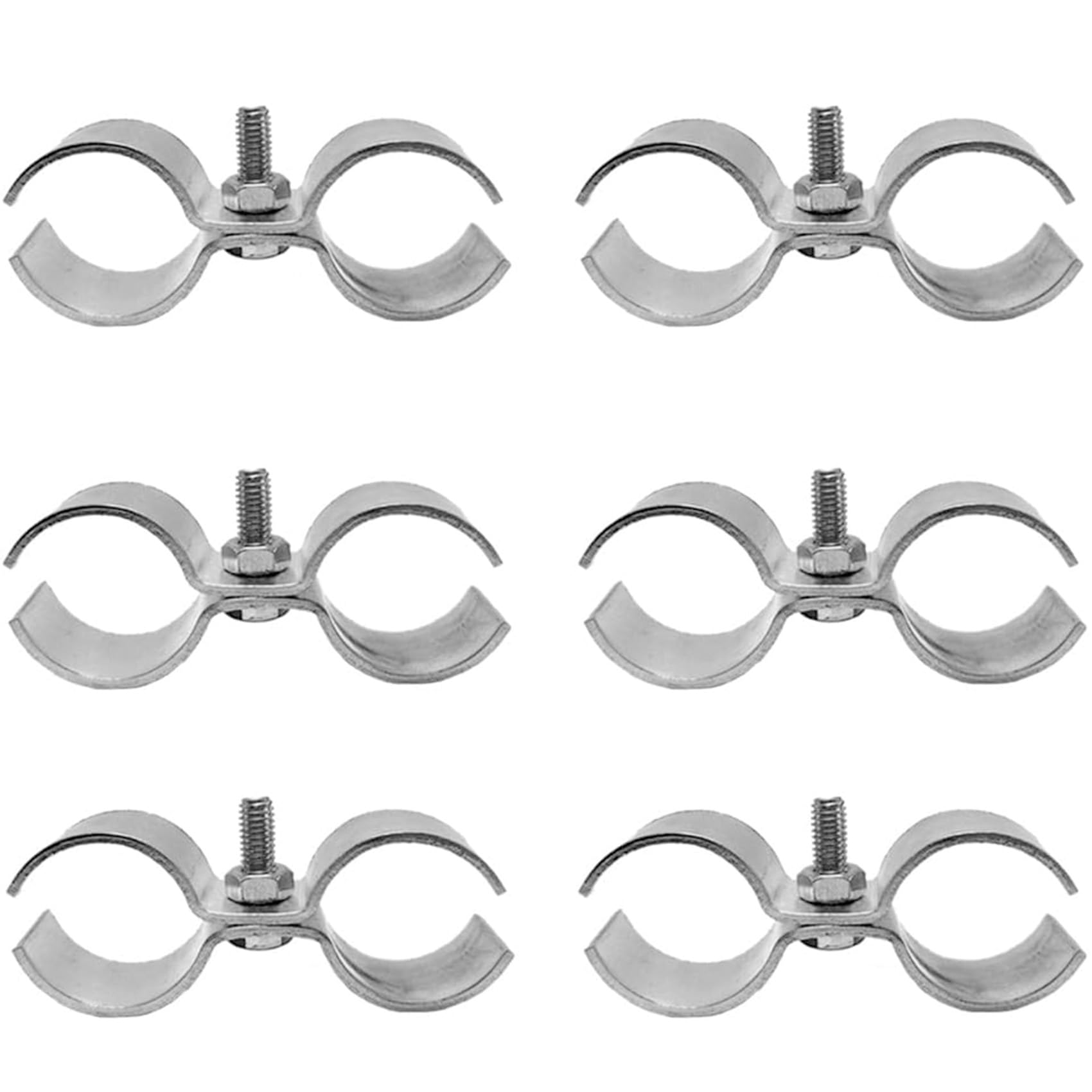 Hdtyyln 6 Set Double Pipe Clamp, Dog Kennel Clamps, Metal Fence Clips Parts, Stainless Steel Heavy Duty Chain Link Fence Panel Clamp for 25mm Round