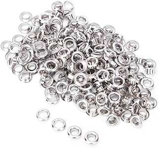 Grommet Eyelet 100 Set Brass Eyelet Clothing Bag Accessory Double Side 4mm Eyelet Grommet Kit(Silver)