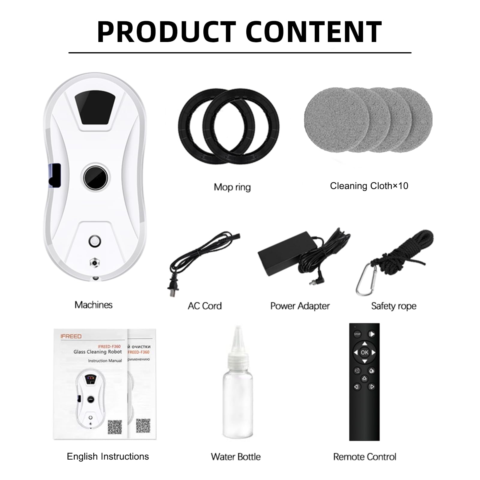 Robot Nettoyeur Vitres, 5600Pa Robot Laveur de Vitre avec Fonction Pulvérisateur Trois Modes de Nettoyage, Laveur de Vitre Automatique avec Télécommande, pour Toutes Les Surfaces Lisses
