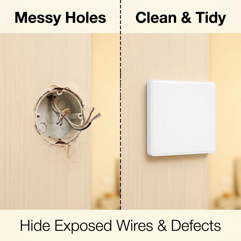 4 tapas ciegas para enchufe cuadrado blanco, cubierta universal para orificios de pared para caja empotrada, cubierta de plástico para enchufes no utilizados y cajas de interruptores en el hogar