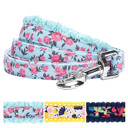 Nobby "Classic Preno" Führleine,hellblau, 200 cm/20-25 mm 9 Blueberry Pet Strapazierfähige Fein Gefertigte Niedlicher Blumendruck Hundeleine in Hellblau, 150cm x 1,5cm, S