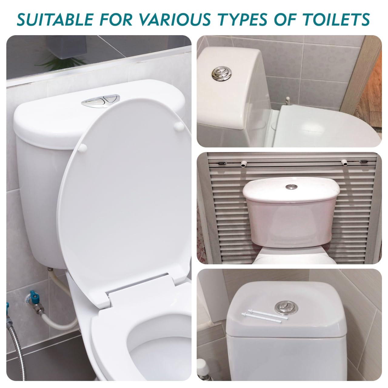 Homoyoyo 10pcs Toilet Button Screw Dual Push Buttons Rods Toilet Push Button Rod Flushing Tank Buttons Rods Parts Bathroom Toilet Flush Button Rod White Toilet Water Lengthen Plastic - Image 2