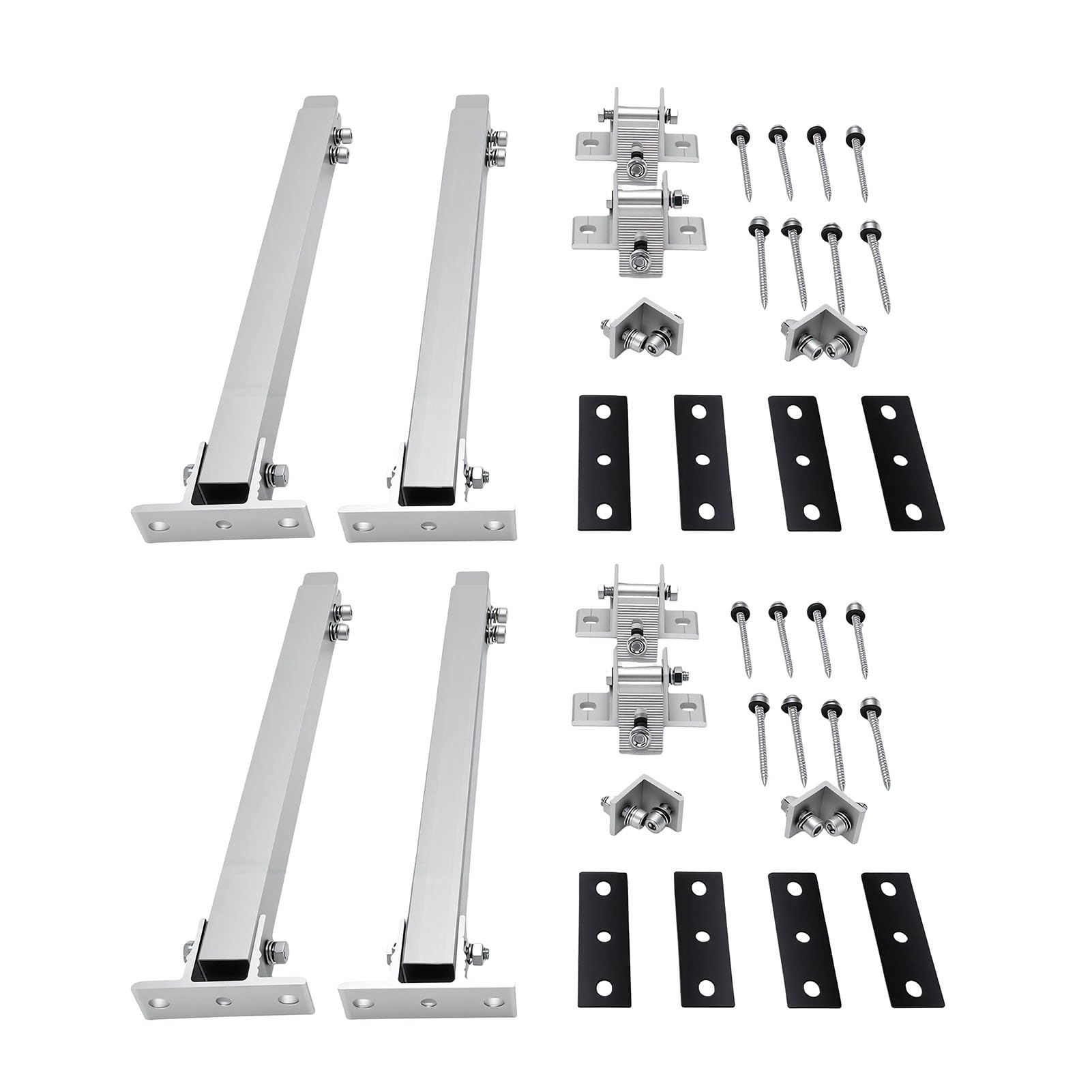 Garosa 2 Set Staffa di Montaggio per Pannello Solare Supporto per Pannello Solare per Carichi Pesanti Lega di Alluminio AL6005-T5 Pellicola di Ossidazione 15μ Angolo Regolabile da 15° a
