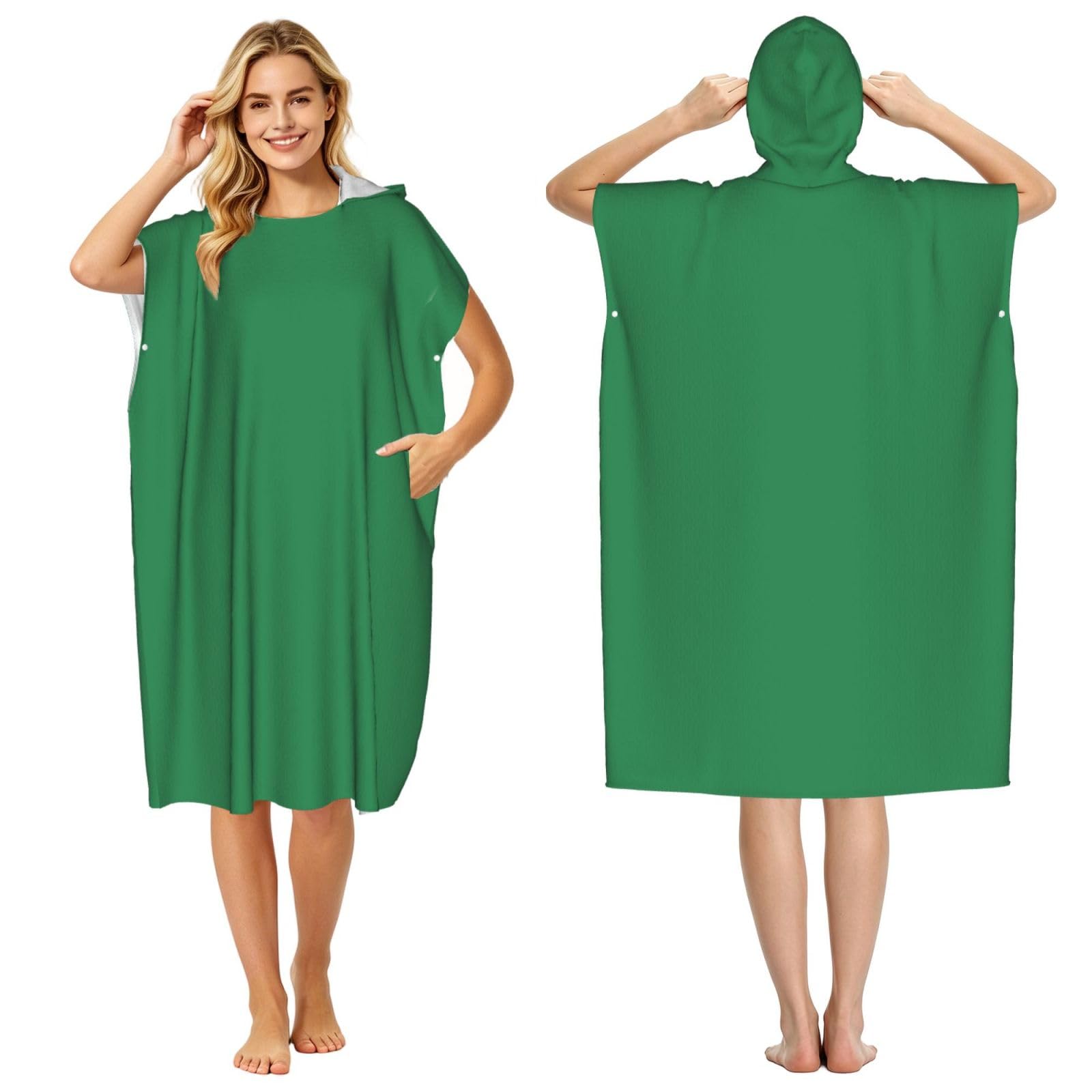DTHKJNLSF Sea Green Adult Hooded Beach Poncho Towel