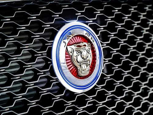 Miniatura 8 de iJDMTOY Anillo decorativo de aluminio azul compatible con Jaguar F-Pace E-Pace XE XF XJ parrilla delantera emblema felino