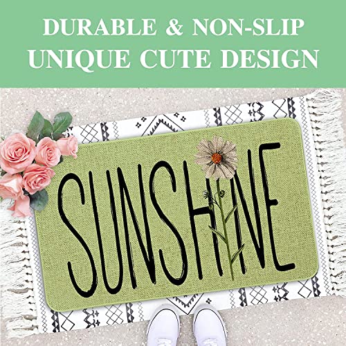 Mloabuc Summer Sunhine Decor Door Mat - Green Farmhouse Welcome Summer Mats Outdoor Colorful Flowers Doormat Non Slip Rubber Floral Decorative Front Door Mats Indoor Rug 17" X 30" #TOP4