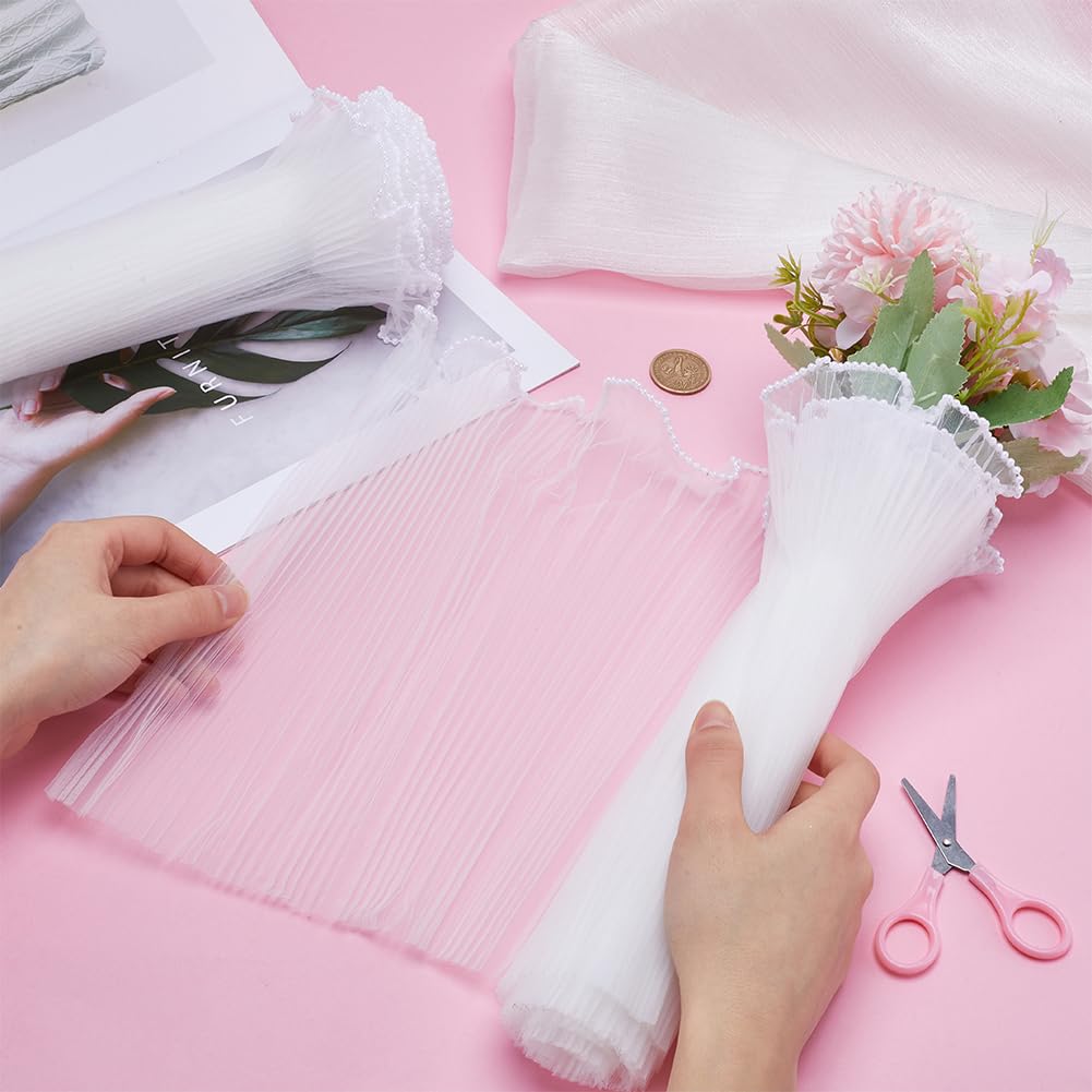 GORGECRAFT 2 Sacs 180 × 11 Papier D'Emballage Floral Maille Froissée Filet Ondulé Maille Bouquet de Fleurs Fraîches Emballages pour la Décoration de la Maison de Noël de la Saint-Valentin