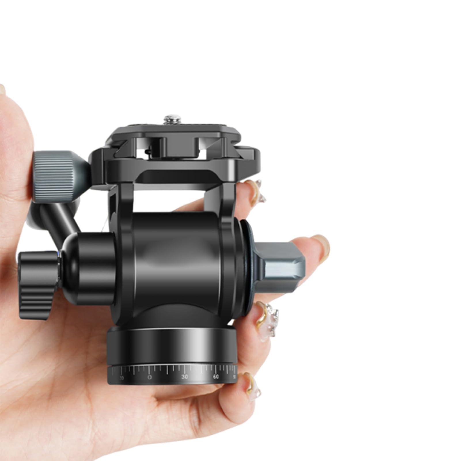 Elprico Testa per Treppiede, Testa per Videocamera Panoramica in Lega di Alluminio con Maniglia Staccabile, Rotazione a 360° Inclinazione a 180° Carico 8 Kg, per Viaggi DSLR