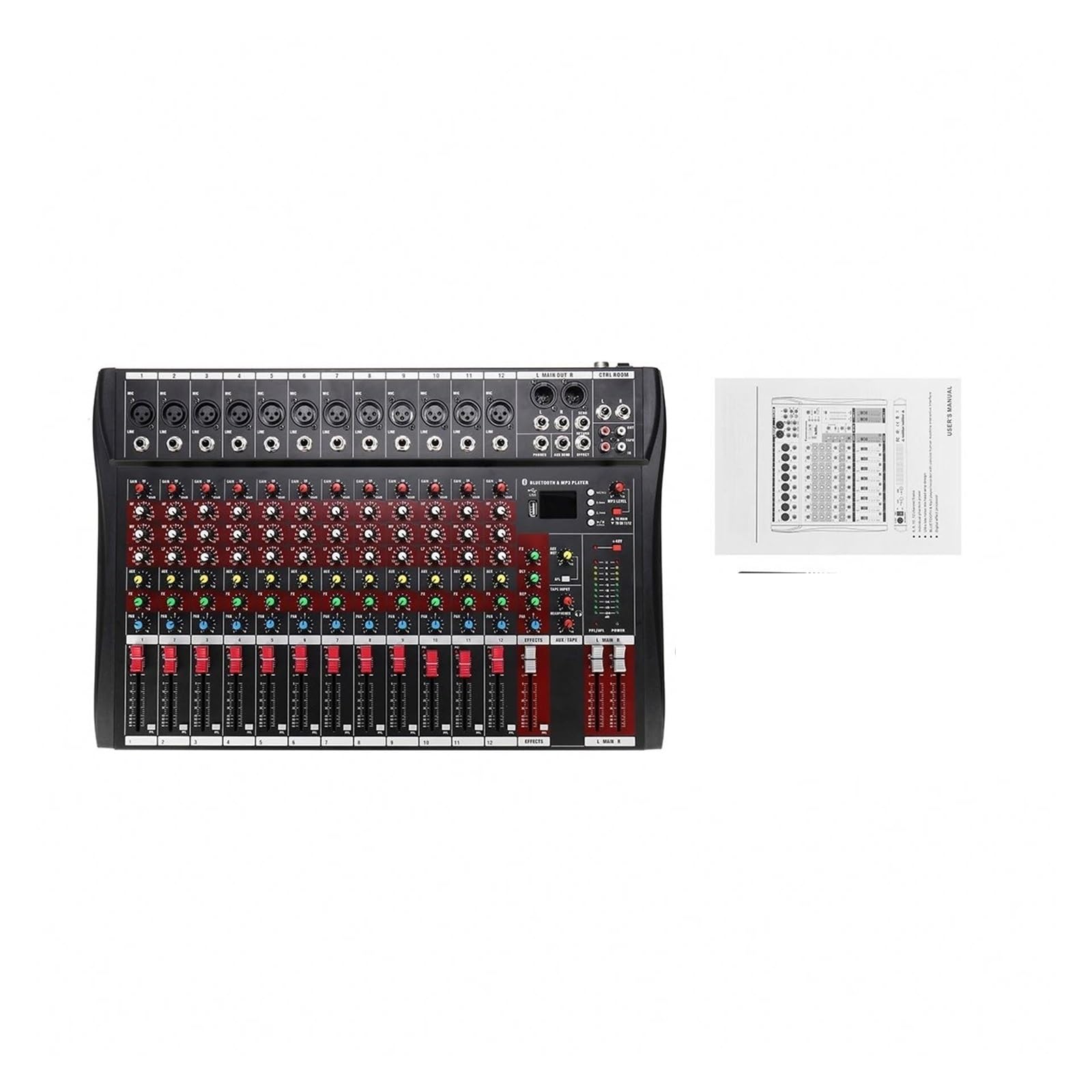 Mixer Audio, Mixer Digitale Professionale USB a 12 canali Mixer DJ Stage Performance per Podcast/Registrazione/Voce