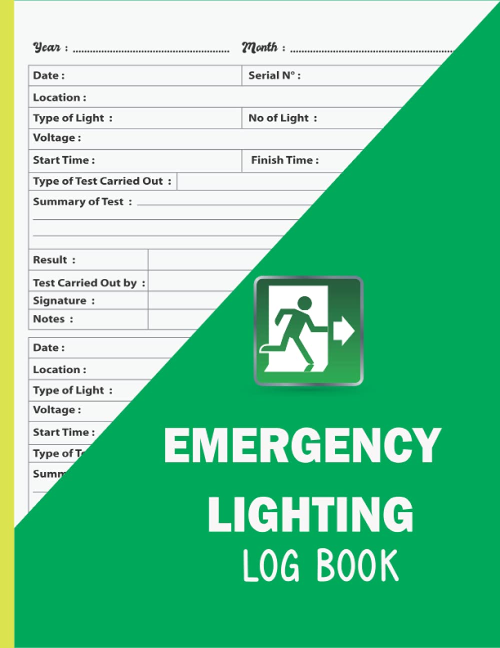 Emergency Lighting Log Book: Emergency Lighting Testing Record Sheet | Emergency Lighting Test Log Book | Emergency Light Register | Service & Inspection Book, 8.5 x 11, 110 Pages