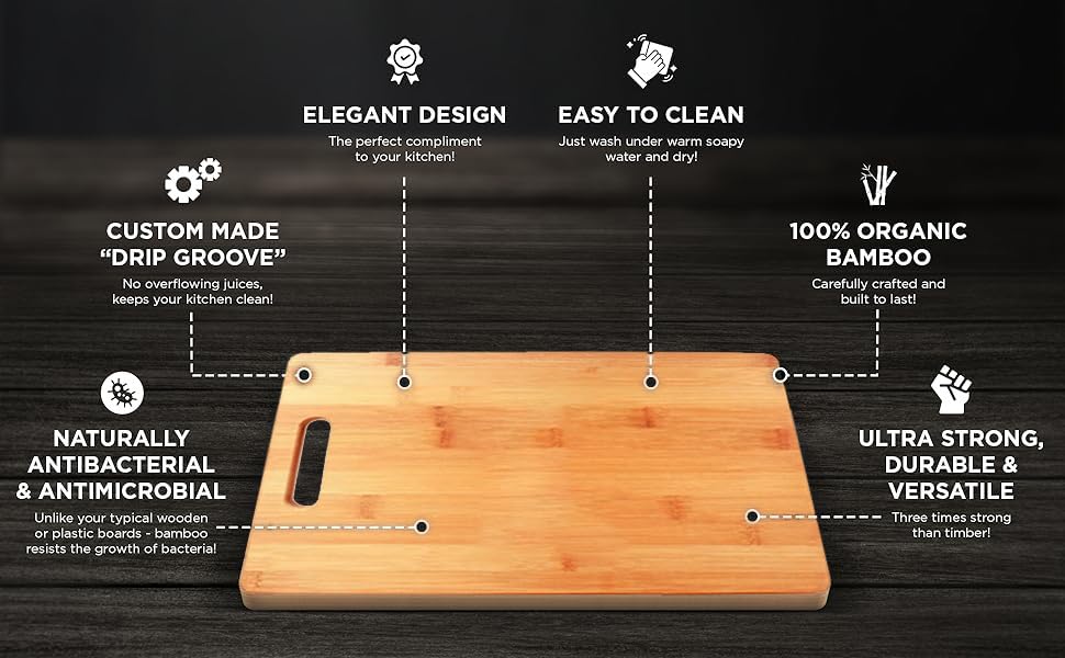 Image of JAGIRA Water Proof Wooden Chopping Board with Wood Handle, Multipurpose Cutting Board for Vegetables, Fruits & Cheese, for Kitchen Use, BPA Free, Eco-Friendly, Anti-Microbial (Pack of 1)