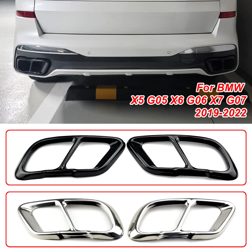 Nero accessori esterni in acciaio inox auto silenziatore tubo di scarico di uscita parti compatibili con B-MW X5 G05 X6 G06 X7 G07 2019-2021(versione sportiva M)