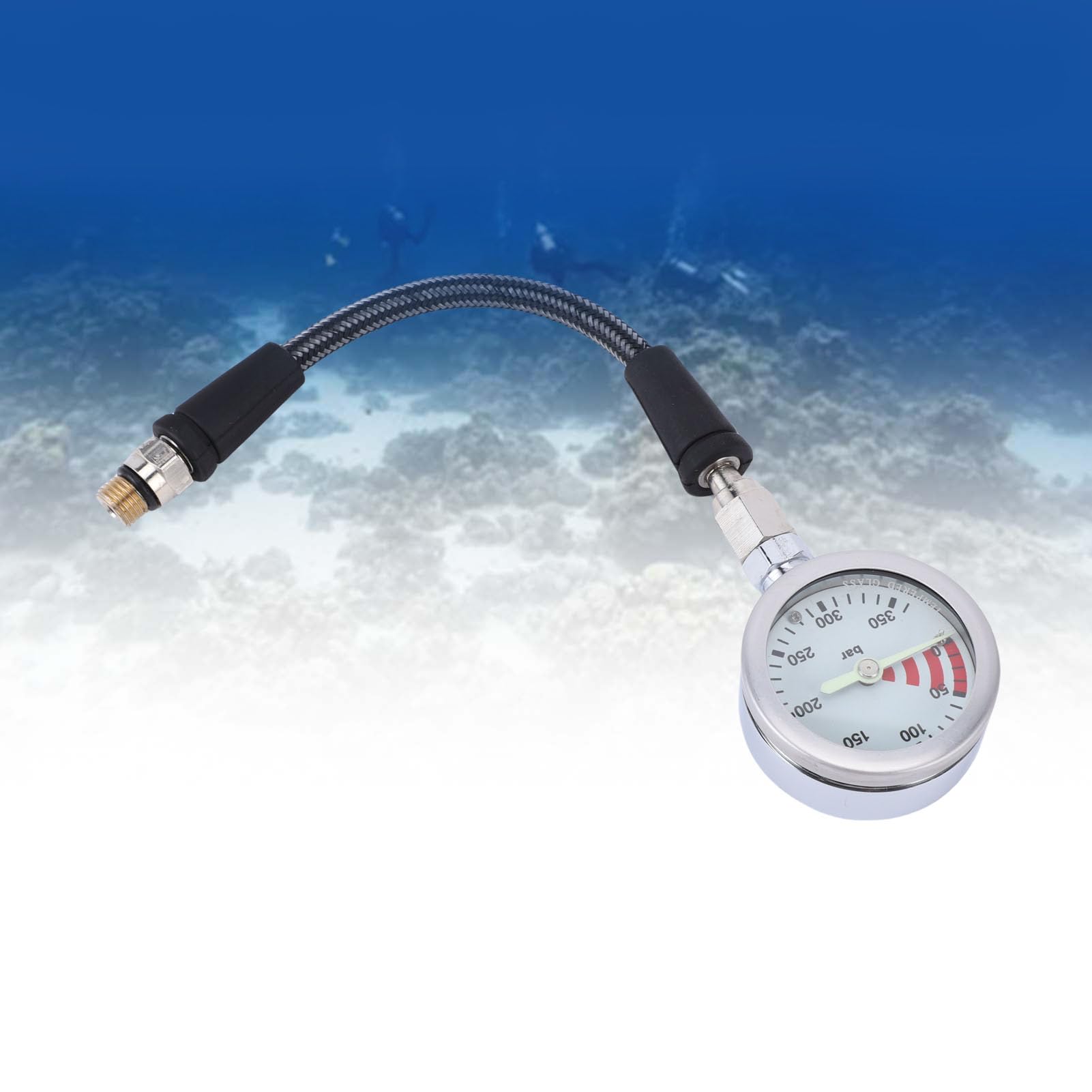 Changor Manometro per Immersione Manometro Leggero e Luminoso per Avventure Subacquee Tubo Ad Alta Pressione in Acciaio per Subacquei e Appassionati
