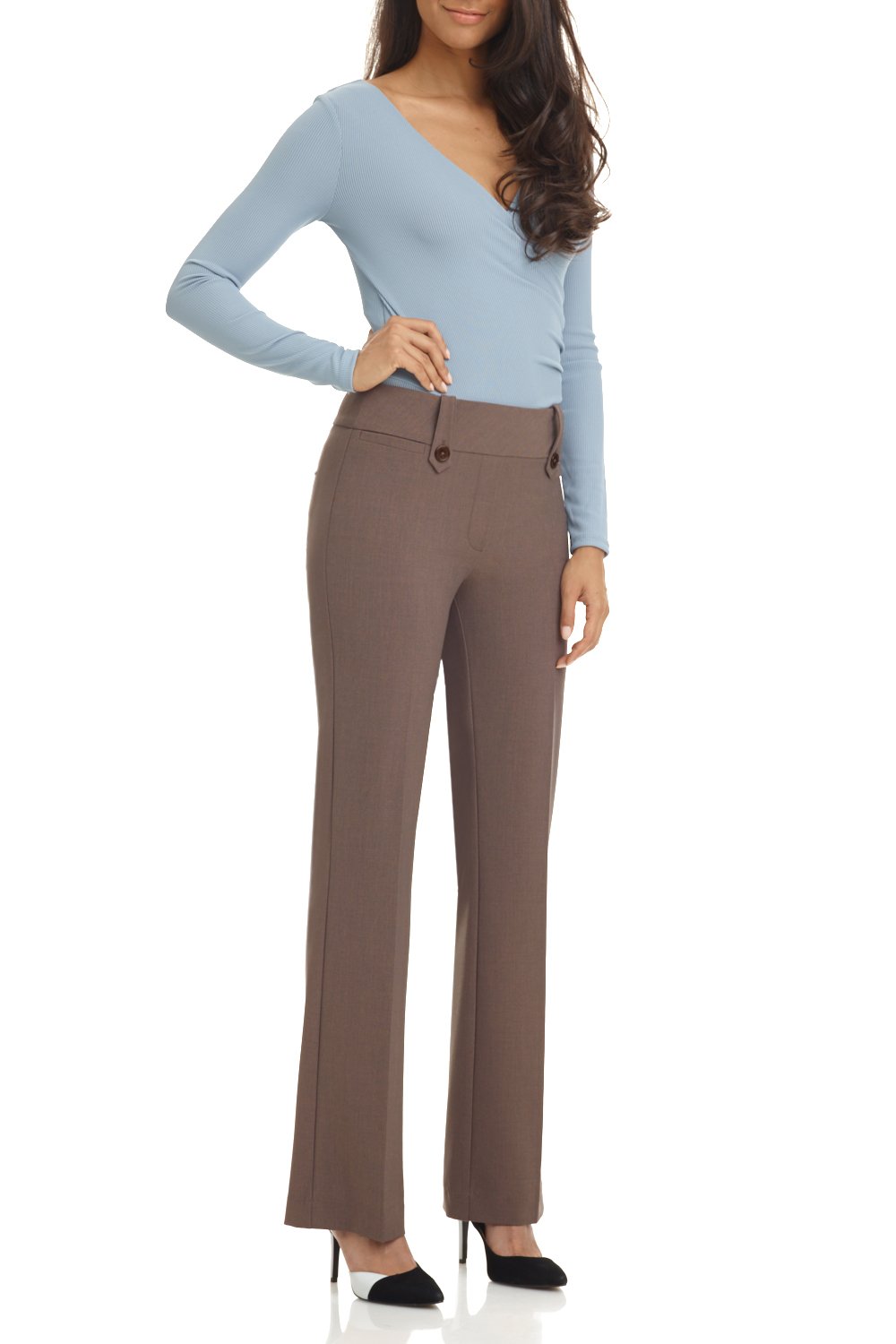 Rekucci Women's Smart Desk to Dinner Stretch Bootcut Pant w/Tummy Control (4,Mocha)