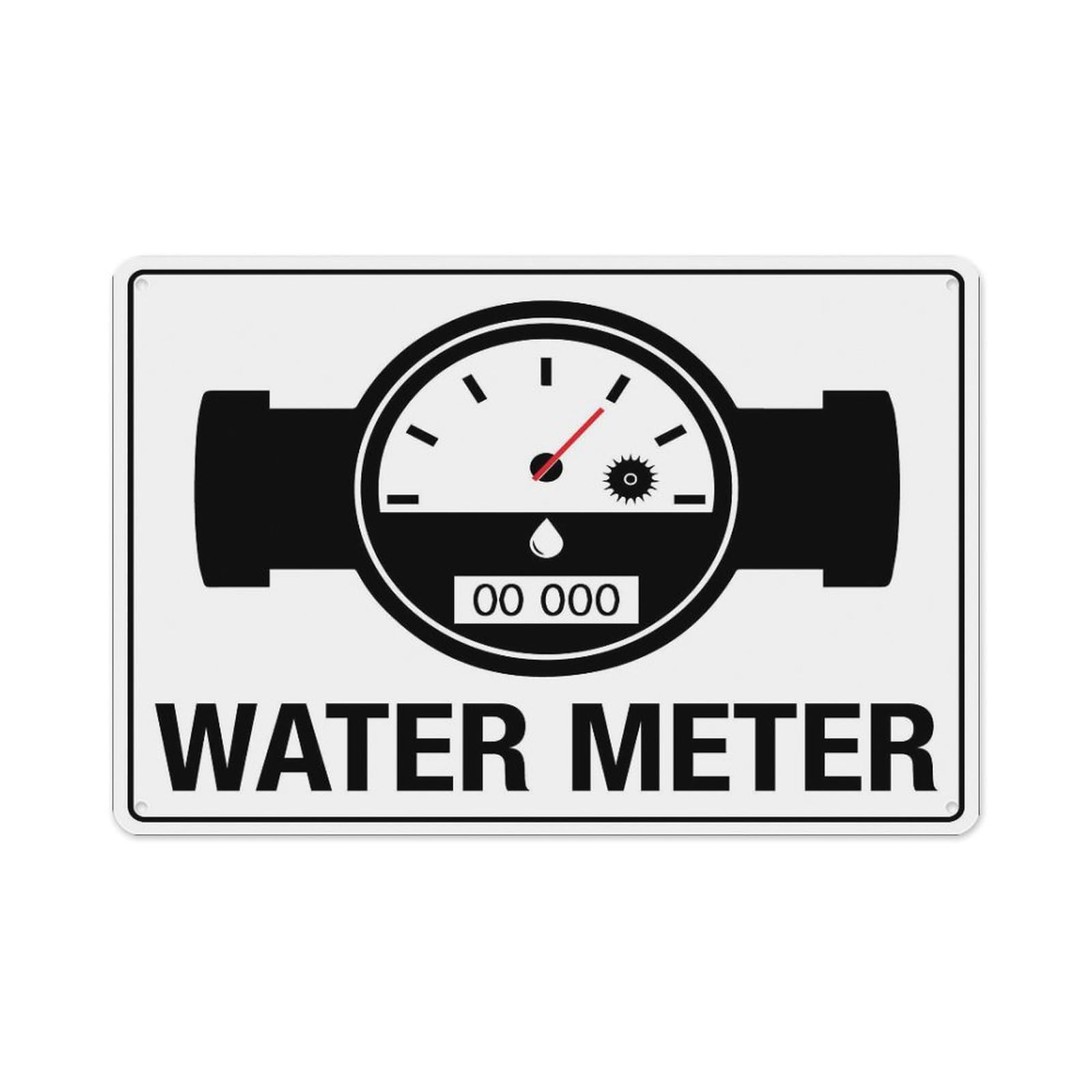Peiyeety A01 Water Meter Icon Sign Aluminum Tin Warning Signs For Home Outdoor Garden 12X16 Inches