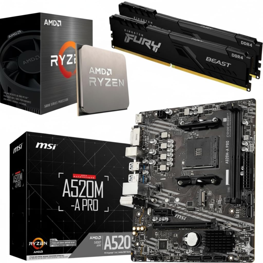 Kit Upgrade Amd Ryzen 5 5600GT, Placa mãe A520, 16GB DDR4 3200MHz