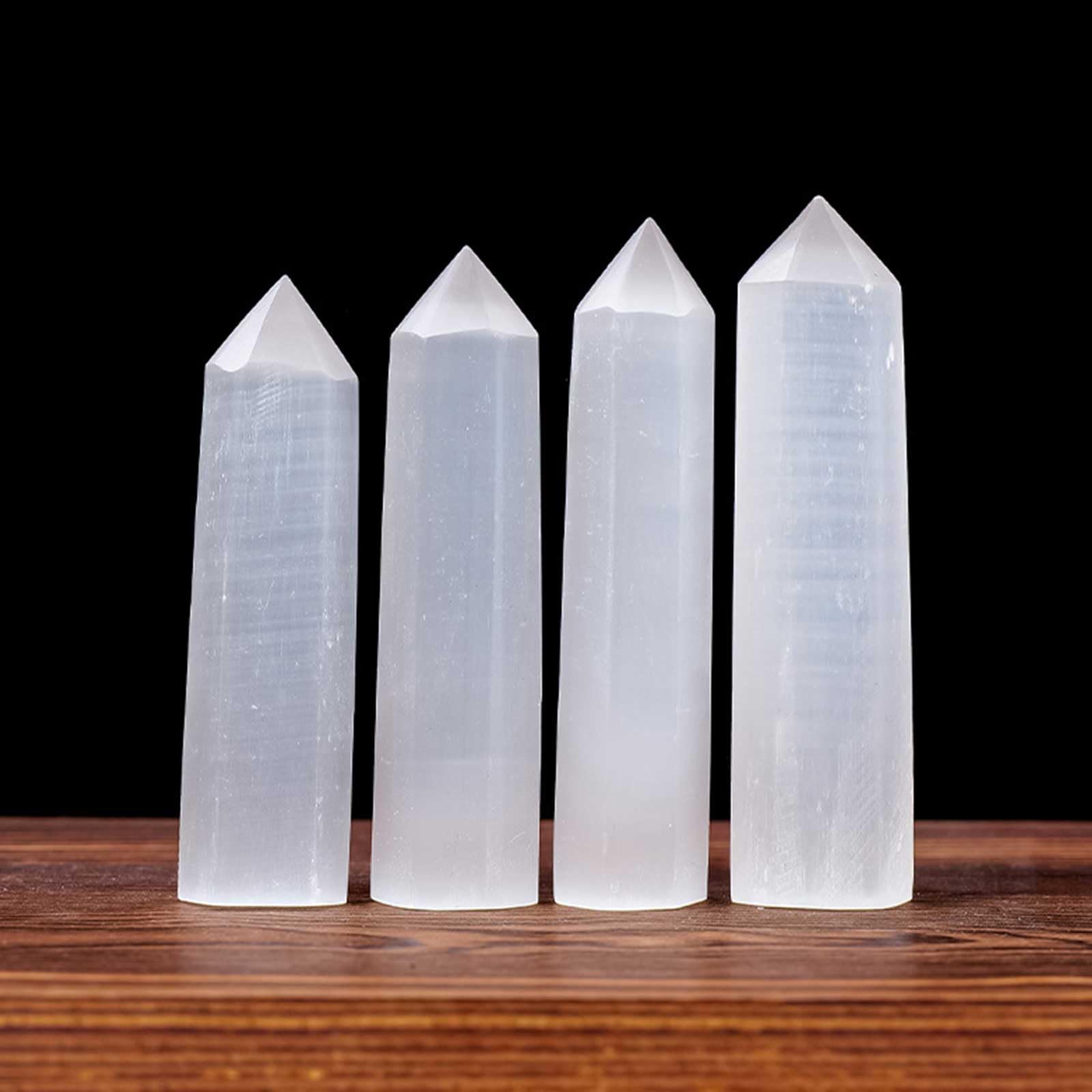 Bacchetta di Cristallo curativa in Selenite Naturale da 3 Pezzi con Punta | Pietre di cristalli lucidati per pulizia energetica, ricarica, Reiki, bilanciamento dei chakra, meditazione